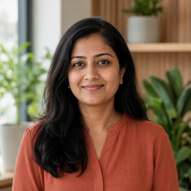 Illustrative portrait of an Indian woman in finance and operations